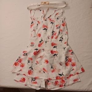 NWOT Girls Floral Lightweight Shorts Dress Size 3T With Belt Unbranded Easter